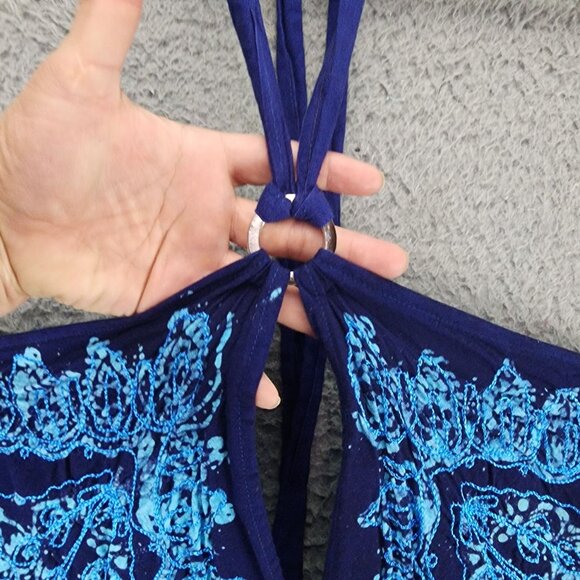 Advance Apparel Dress Womens One Size Blue Beach Halter Tie Summer *GUC* - Picture 2 of 9